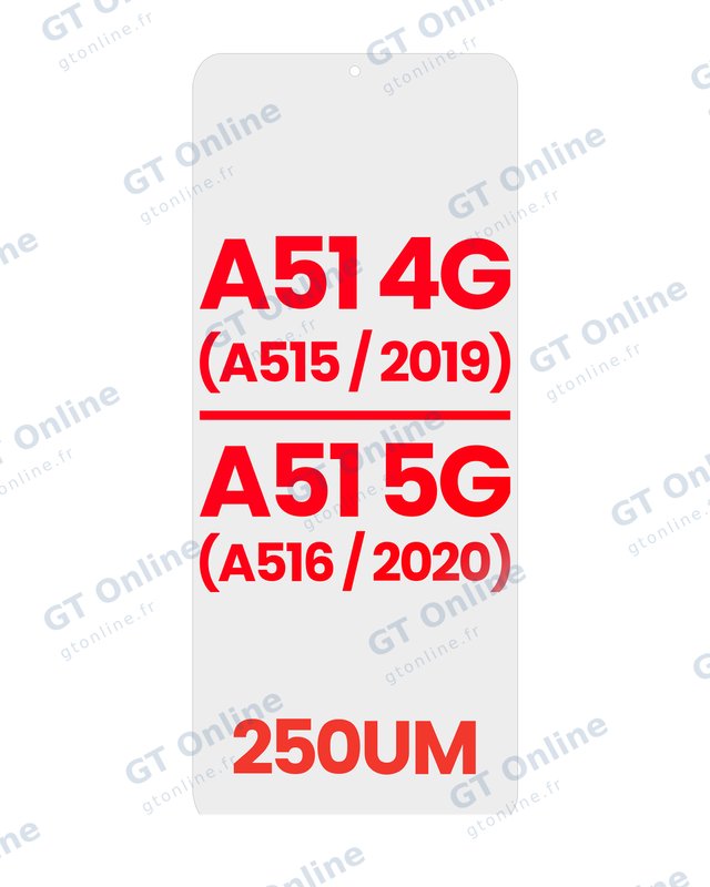 Film OCA pour Samsung Galaxy A51 4G (A515 / 2019) / A51 5G (A516 / 2020) (lot de 10, 250 µm)