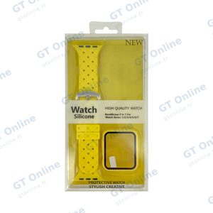 Protection Silicone pour Apple Watch 44mm avec Bracelet Boucle (11) Jaune — vue 3