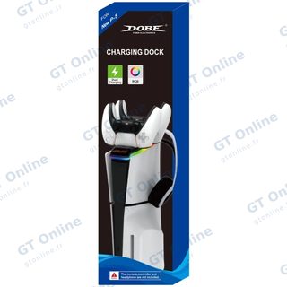 Station de charge pour 2 manettes avec support de casque PlayStation 5 Slim DOBE TP5-3597 — noir