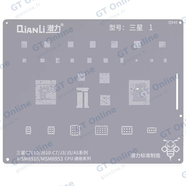 Pochoir de rebillage Qianli Bumblebee QS40 CPU universel pour Samsung Galaxy J3 / J5 / A5 (MSM8916/MSM8953)