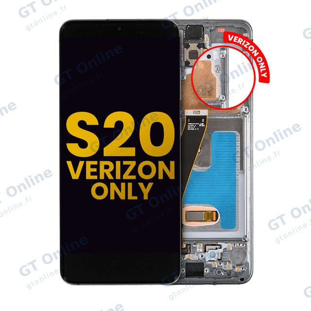 Écran OLED avec châssis pour Samsung Galaxy S20 5G (Verizon 5G UW Frame Only) (reconditionné, Cosmic Black)