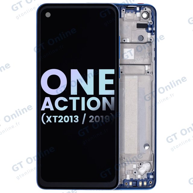 Écran LCD avec châssis pour Motorola One Action (XT2013-1 / XT2013-2 / XT2013-4 / 2019) (origine, Denim Blue)
