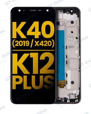 Écran LCD avec châssis pour LG K40 (2019 / X420) / K12 Plus (reconditionné, bleu Moroccan)