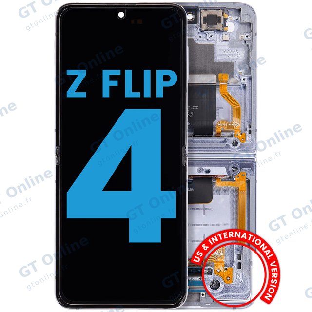 Écran OLED intérieur avec châssis pour Samsung Galaxy Z Flip 4 5G (F721) (version US & internationale, compatible, bleu)