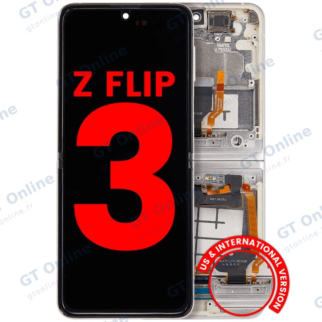 Écran OLED intérieur avec châssis pour Samsung Galaxy Z Flip 3 5G (F711) (version US & internationale, compatible premium, Cream)