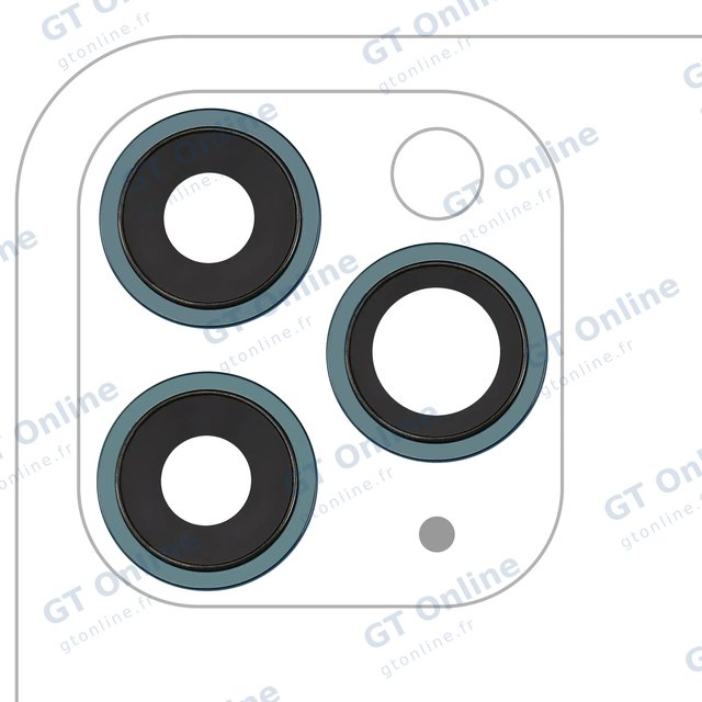 Lentille de caméra arrière avec support et anneau pour Apple iPhone 11 Pro / Pro Max (lot de 3, compatible premium, vert)