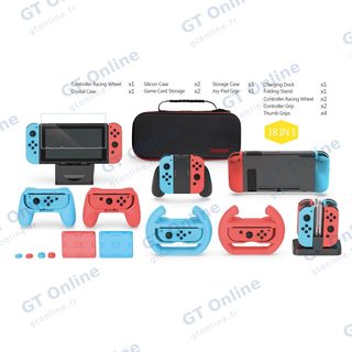 Kit d’accessoires 18 pièces pour Nintendo Switch (station de charge, film, housse, pochette) DOBE TNS-2165