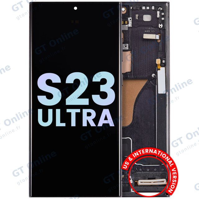 Écran OLED avec châssis pour Samsung Galaxy S23 Ultra 5G (version US & internationale, pack service origine, noir fantôme)