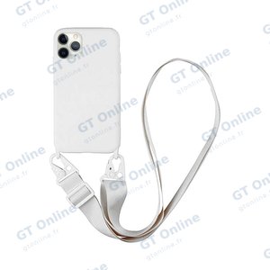 Coque Silicone avec Bandoulière Apple iPhone 11 Pro Max (#16) Blanc