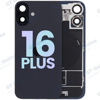 Vitre arrière avec MagSafe, NFC et nappe flash pour Apple iPhone 16 Plus (pack service origine, noir)
