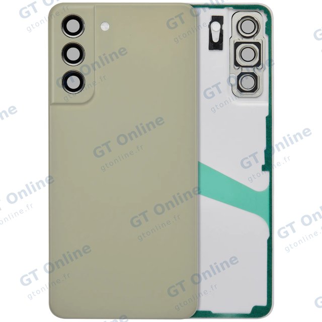 Vitre arrière pour Samsung Galaxy S21 FE 5G (sans logo, compatible premium, Olive)