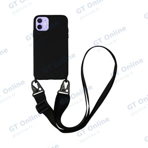 Coque Silicone avec Bandoulière Apple iPhone 12 (#1) Noir
