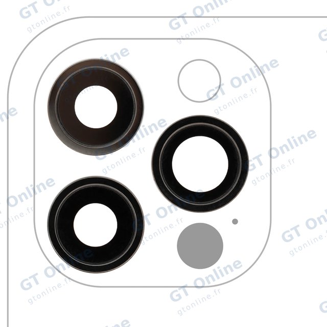 Lentille de caméra arrière avec support et anneau pour Apple iPhone 12 Pro (lot de 3, compatible premium, graphite)
