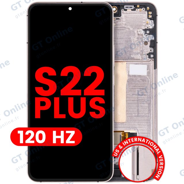 Écran OLED avec châssis pour Samsung Galaxy S22 Plus 5G (version US & internationale, compatible premium, 120 Hz, Pink Gold / Violet)