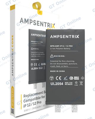 Cellule de batterie nue à souder pour Apple iPhone 12 / 12 Pro (soudure par points requise, AmpSentrix Core) — réf. 107082073363