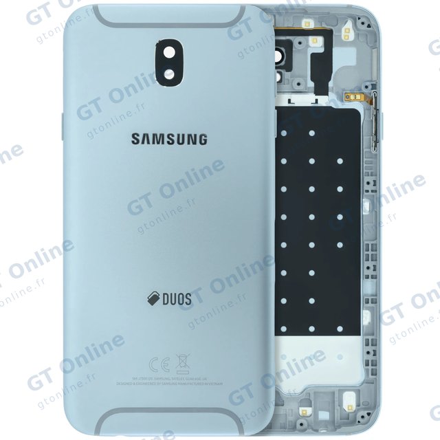 Vitre arrière pour Samsung Galaxy J7 Pro (J730 / 2017) (pack service origine, argent)