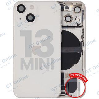 Châssis avec nappe de charge et petits composants pour Apple iPhone 13 Mini (version US, origine d'occasion — grade A, lumière stellaire) — vue 1