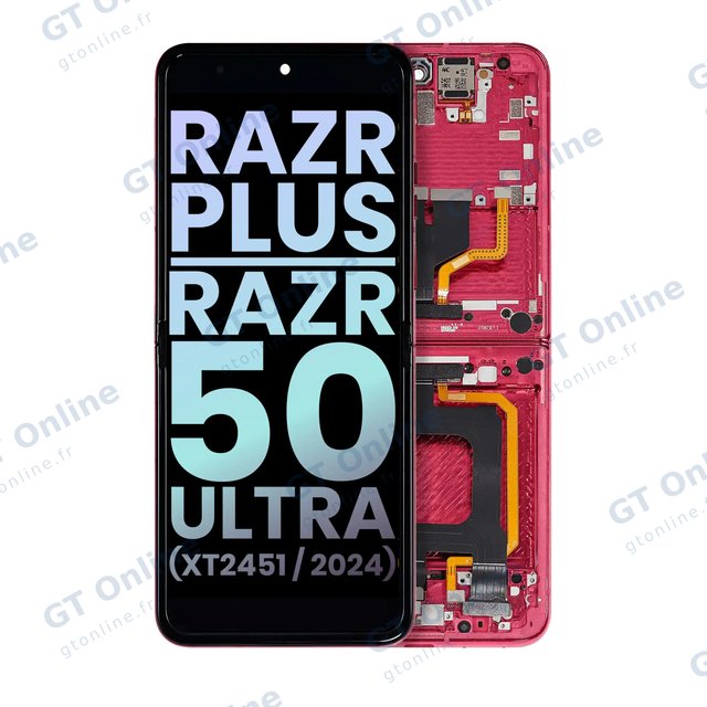 Écran OLED intérieur avec châssis pour Motorola Razr Plus 2024 / Razr 50 Ultra (XT2451 / 2024) / Razr Plus 2025 (XT2557) (origine, Hot Pink)
