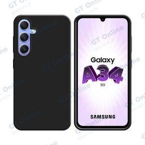 Coque Silicone Compatible pour Samsung Galaxy A34 5G A346 (#3) Noir