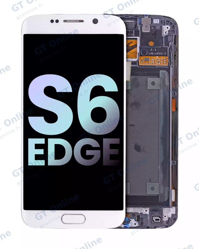 Écran OLED avec châssis pour Samsung Galaxy S6 Edge (CDMA: Verizon / Sprint, pack service origine, White Pearl)