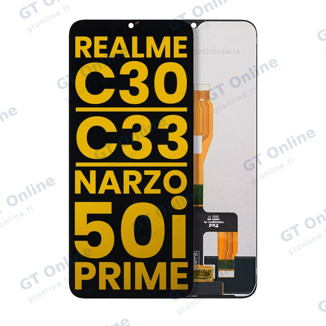 Écran LCD sans châssis pour Realme C30 / C33 / Narzo 50i Prime (reconditionné, toutes couleurs)
