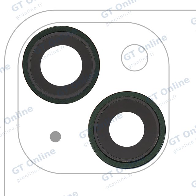 Lentille de caméra arrière avec support et anneau pour Apple iPhone 13 / 13 Mini (lot de 2, compatible premium, vert)