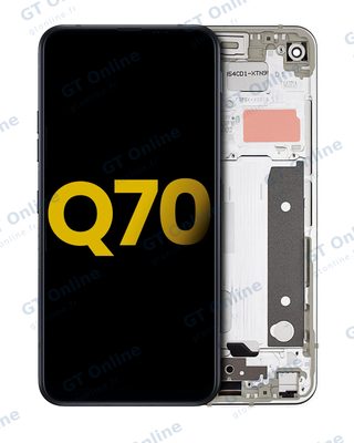 Écran LCD avec châssis pour LG Q70 (reconditionné, argent Mirror)