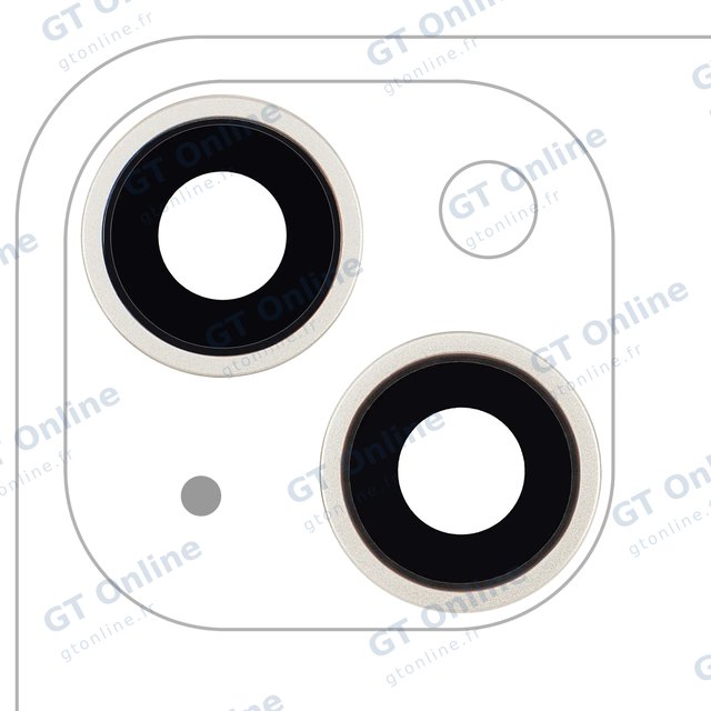 Lentille de caméra arrière avec support et anneau pour Apple iPhone 14 / 14 Plus (lot de 2, compatible premium, lumière stellaire)