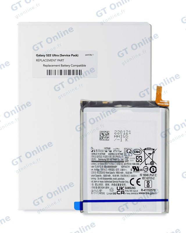 Batterie pour Samsung Galaxy S22 Ultra 5G (EB-BS908ABY) (pack service origine)