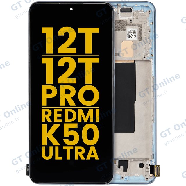 Écran OLED avec châssis pour Xiaomi 12T / 12T Pro / Redmi K50 Ultra (reconditionné, bleu)