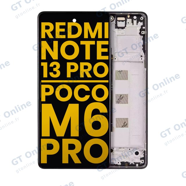 Écran OLED avec châssis pour Xiaomi Redmi Note 13 Pro 4G / Xiaomi Poco M6 Pro 4G / Xiaomi Redmi Note 14S (reconditionné, noir minuit)