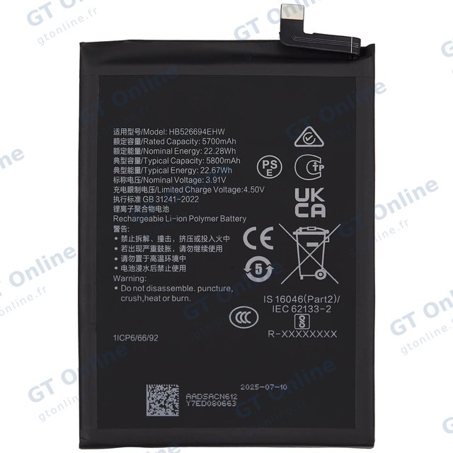Batterie pour Honor X9b / X50 Pro / X50 GT / X50 (HB526694EHW)