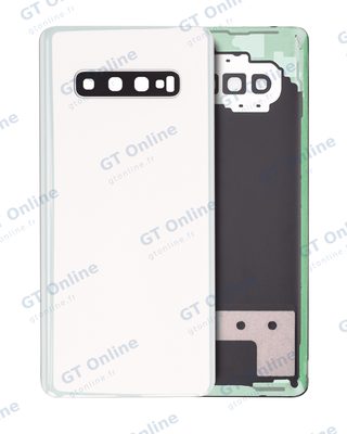 Vitre arrière pour Samsung Galaxy S10 Plus (pack service origine, blanc céramique)
