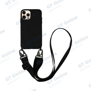 Coque Silicone avec Bandoulière Apple iPhone 12 Pro (#1) Noir