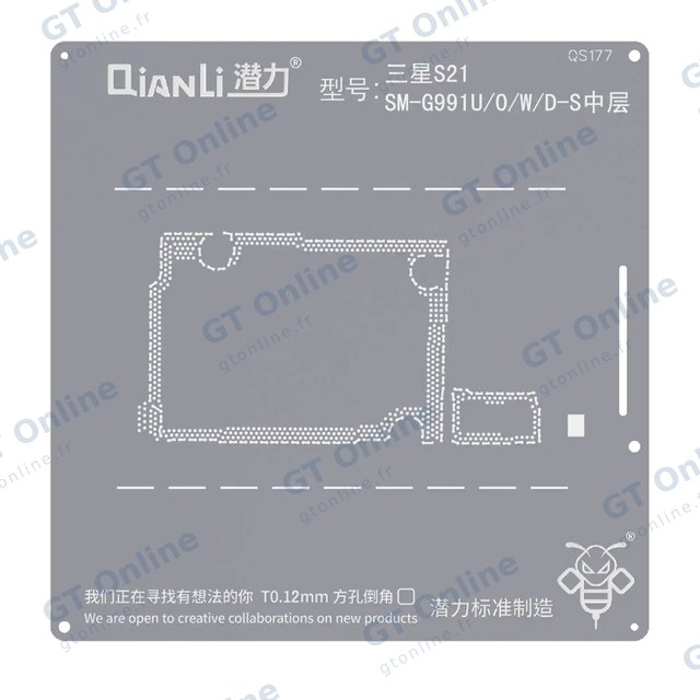 Pochoir de rebillage Qianli Bumblebee QS177 pour Samsung S21 SM-G991U/O/W/D-S (couche intermédiaire)