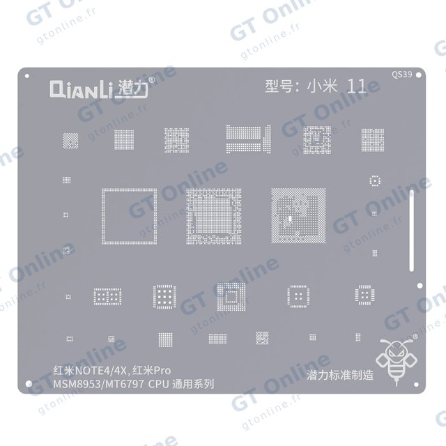 Pochoir de rebillage Qianli Bumblebee QS39 CPU universel pour Xiaomi Redmi Note 4 / 4X / Redmi Pro (MSM8953/MT6797)