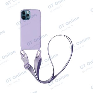 Coque Silicone avec Bandoulière Apple iPhone 12 Pro Max (#15) Violet Clair