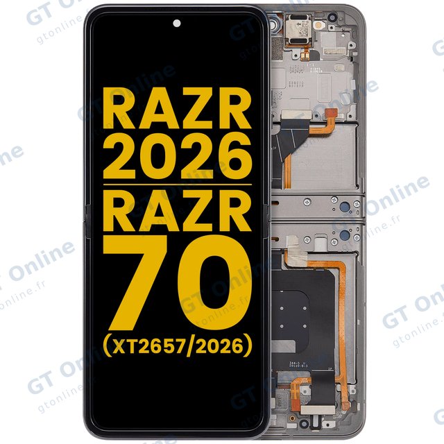 Écran OLED avec châssis pour Motorola Razr 2026 / Razr 70 (XT2657 / 2026) (reconditionné, Hematite)