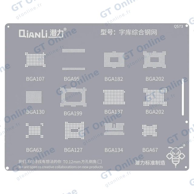 Pochoir de rebillage Qianli Bumblebee QS73 pour eMMC et DDR (universel)