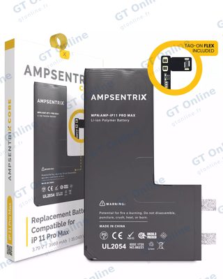 Cellule de batterie nue à souder pour Apple iPhone 11 Pro Max (soudure par points requise, AmpSentrix Core) — réf. 107082071228