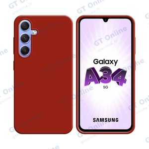 Coque Silicone Compatible pour Samsung Galaxy A34 5G A346 (#1) Rouge