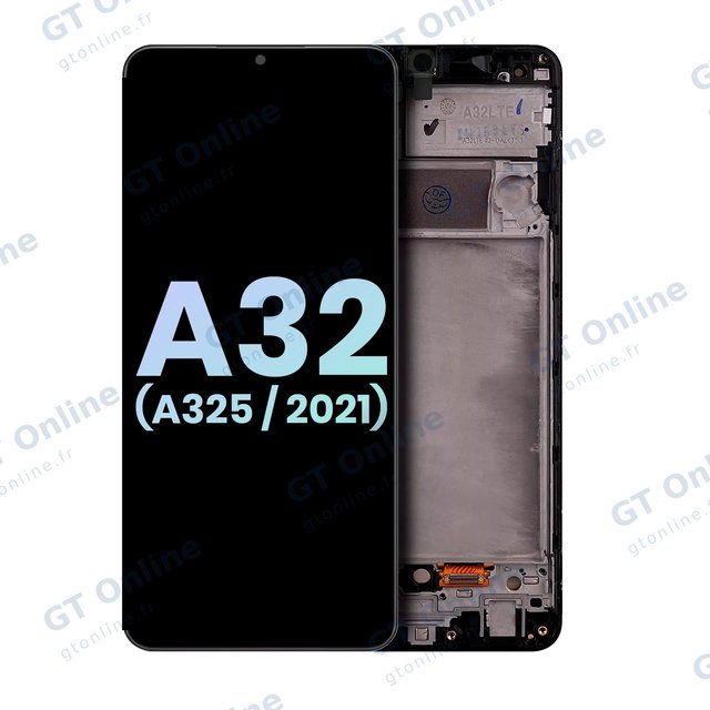 Écran LCD avec châssis pour Samsung Galaxy A32 4G (A325 / 2021) (pack service origine, Awesome Black)