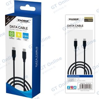 Câble USB-C vers USB-C 1,5 m pour PlayStation 5 DOBE TP5-35102 — noir