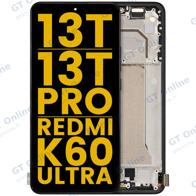 Écran OLED avec châssis pour Xiaomi 13T / 13T Pro / Redmi K60 Ultra (reconditionné, noir)