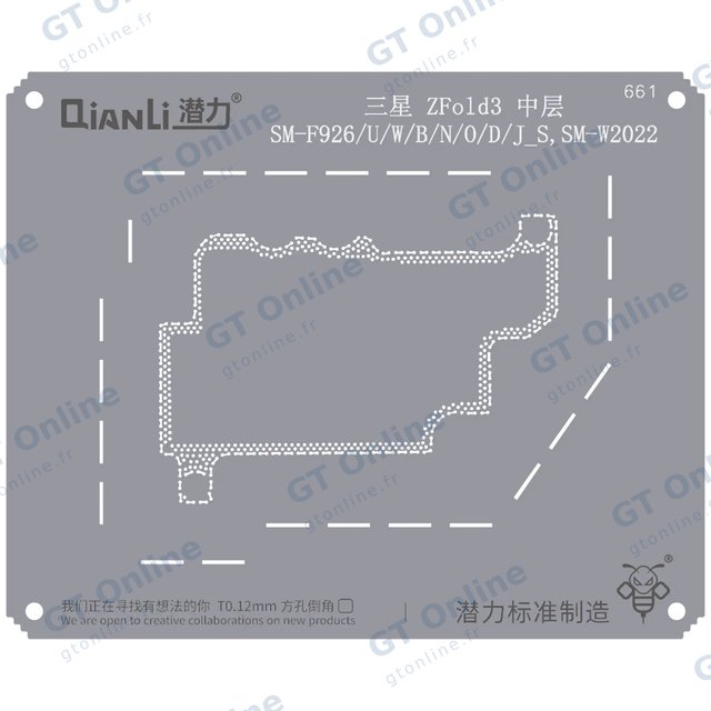 Pochoir de rebillage Qianli Bumblebee QS661 pour couche intermédiaire Samsung Z Fold 3 (SM-F926/U/W/B/N/O/D/J_S, W2022)