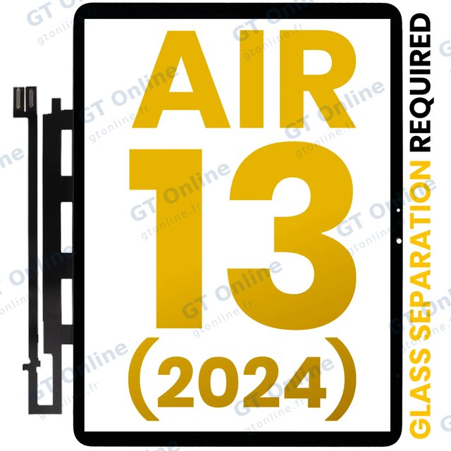 Vitre tactile pour Apple iPad Air 13" (2024 / 2025 / 2026) (OCA préinstallé, séparation de la vitre requise, premium)