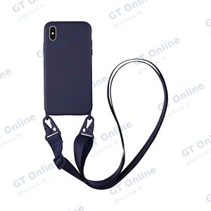 Coque Silicone avec Bandoulière Apple iPhone X/iPhone XS (#5) Bleu Marine