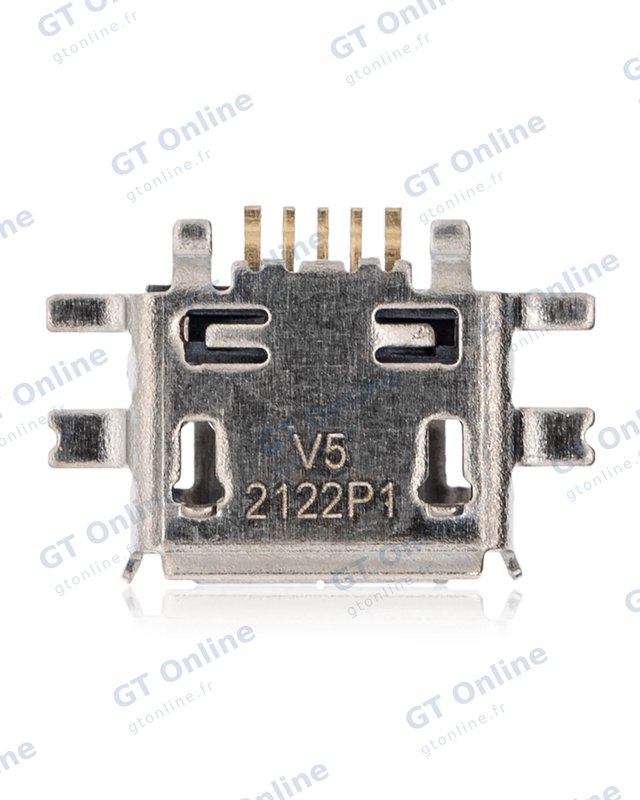 Connecteur de charge à souder — format Micro B, 5 broches, 6 points de fixation (C092)