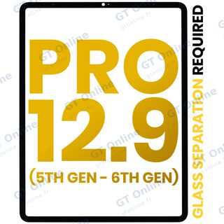 Vitre d’écran pour Apple iPad Pro 12.9" 5th Gen (2021) / Pro 12.9" 6th Gen (2022) (Glass Separation Required, premium, toutes couleurs)