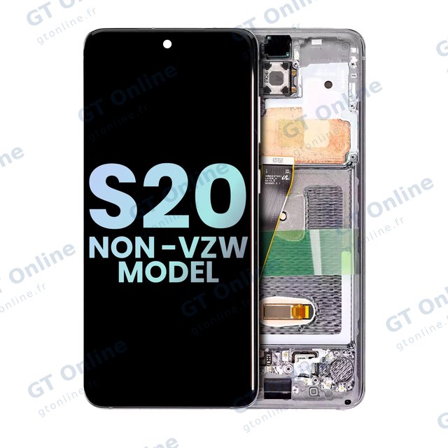 Écran OLED avec châssis pour Samsung Galaxy S20 5G (Non-Verizon 5G UW Frame) (pack service origine, Cloud White)